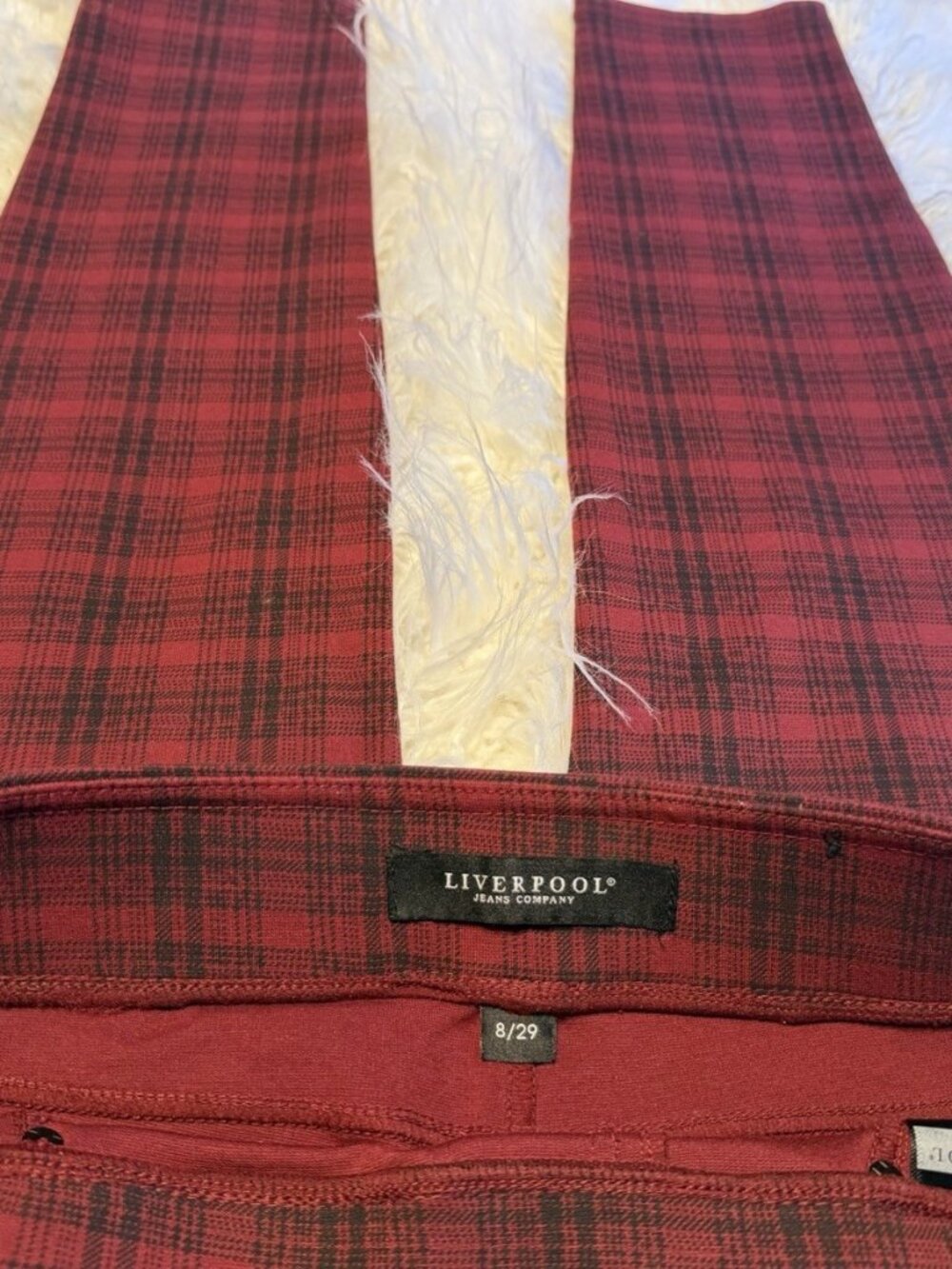 Liverpool Jeans Company Red Black Plaid Skinny Pants Women's Size 8